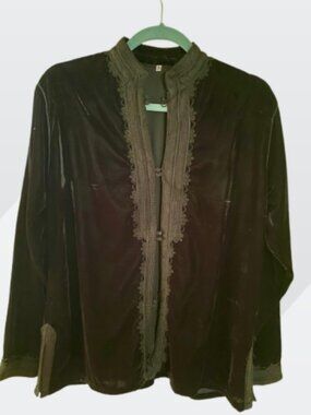 Moroccan black velvet jacket handcrafted Large